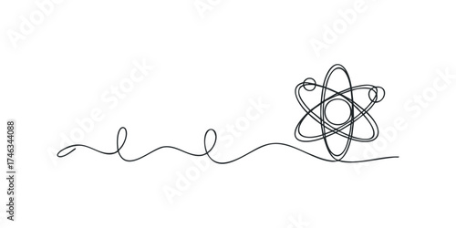 Single Line Drawing Atom Symbol Flowing