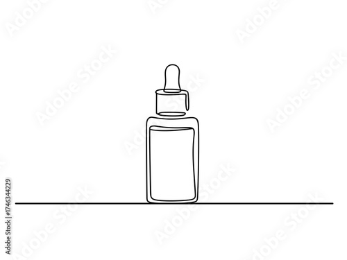 Dropper Bottle Continuous Line Art Vector Illustration