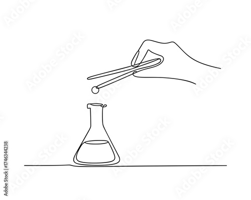 Laboratory Experiment Continuous Line Drawing Vector Illustration