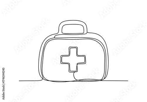 First Aid Kit Continuous Line Vector Illustration