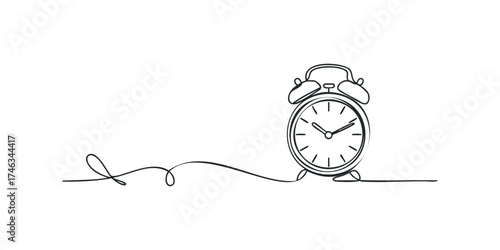 Minimalist alarm clock drawn with continuous line