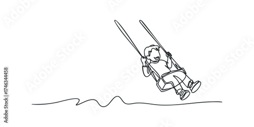 Child happily swinging on a swing set
