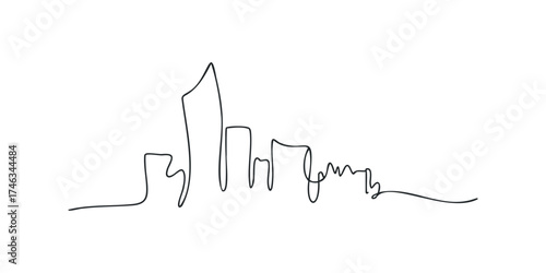 Minimalist skyline sketch with varied building heights