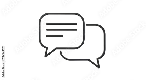 Isolated outline illustration of two overlapping speech bubbles for chatting icon concept
