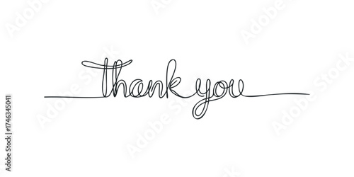 Thank you handwritten text continuous line drawing