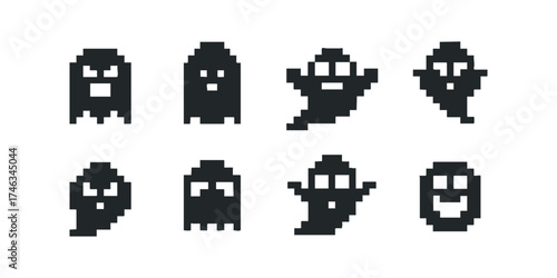 Pixelated Ghost Icons Set