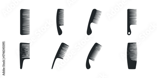 Eight Black Combs Collection Different Styles