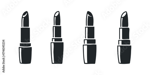 Four Black Lipstick Silhouettes on White Background