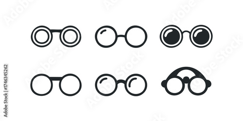 Set of Six Different Round Eyewear Styles