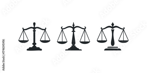 Three Silhouette Scales of Justice icons