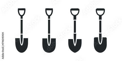 Four identical spade silhouette icons