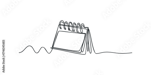 Sketch of a spiral-bound desk calendar on a white background