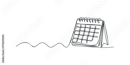 Minimalist outline of a desk calendar with spiral binding