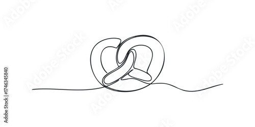 Single line art of a classic pretzel shape