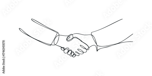 Handshake gesture single line drawing