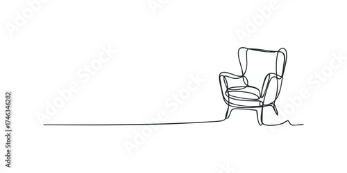 Single Line Drawing of a High-Back Armchair