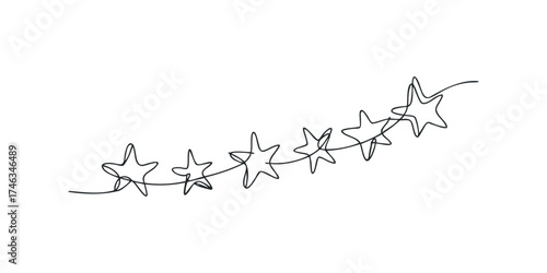 Continuous line drawing of connected stars ascending