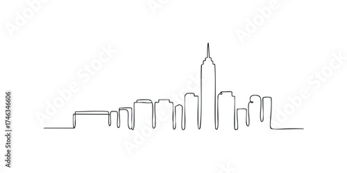 Minimalist Skyline Drawing of Tall Buildings