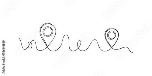 Location marker line art with rollercoaster path