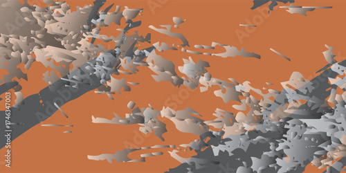 Abstract Composition of Geometric Shapes with Gradient Color and Texture.