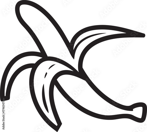 Banana Skin Silhouette | Black Vector Illustration Artwork
