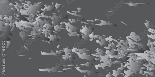Abstract Gray Pattern with 3D Shapes.