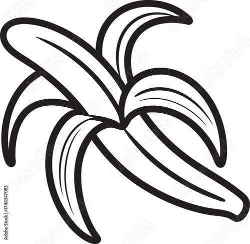 Banana Skin Silhouette | Black Vector Illustration Artwork