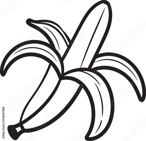 Banana Skin Silhouette | Black Vector Illustration Artwork