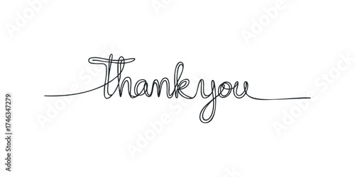 Handwritten cursive phrase "Thank you" in a continuous line