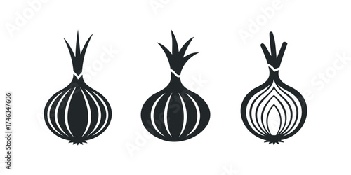 Three Black Onion Icons