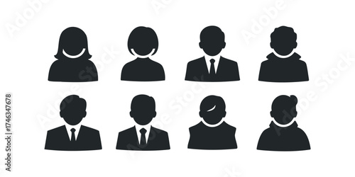 Collection of eight diverse user profile icons