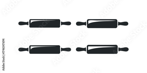 Set of four dark rolling pin icons