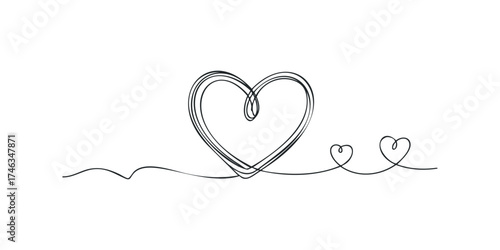 Continuous line drawing of linked hearts