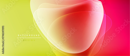 Abstract fluid shapes blend vibrant colors. Yellow transitions to orange, then red. Modern design element for backgrounds.