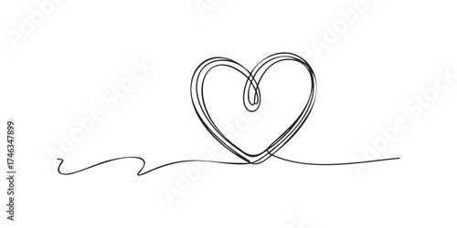 Continuous line drawing of a heart shape