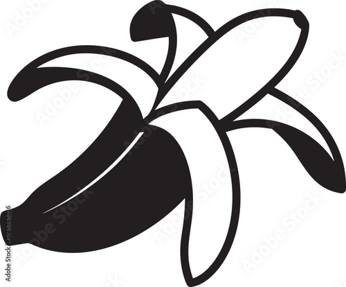 Banana Skin Silhouette | Black Vector Illustration Artwork