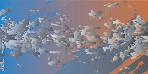 Abstract Composition of Gray Shapes with Gradient Background.