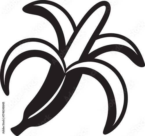 Banana Skin Silhouette | Black Vector Illustration Artwork