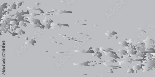Abstract Gray Splatter Pattern with Angular Shapes and Gradient Effect.