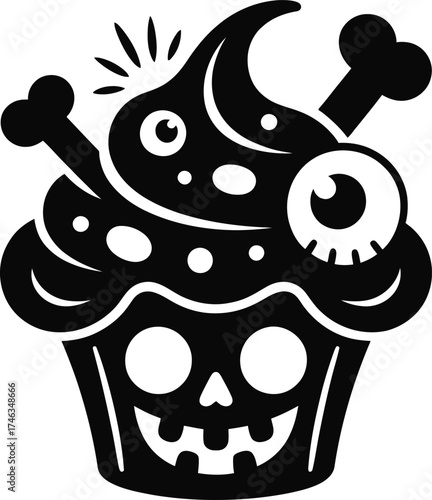 Vector art of halloween cupcake.