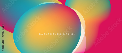 Abstract fluid shapes blend vibrant colors. Gradient transitions create dynamic visual effect. Modern design suitable backgrounds, presentations.