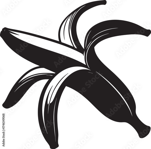 Banana Skin Silhouette | Black Vector Illustration Artwork