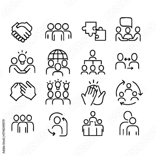 Contact icon set. Containing chat, support, message, phone, e-mail, address, customer service, call, website, info, communication and more. Editable line icons. Vector illustration.