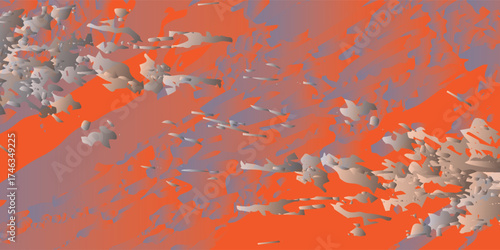 Abstract Orange and Gray Irregular Shapes Digital Art.