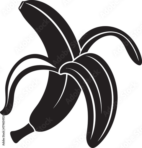 Banana Skin Silhouette | Black Vector Illustration Artwork