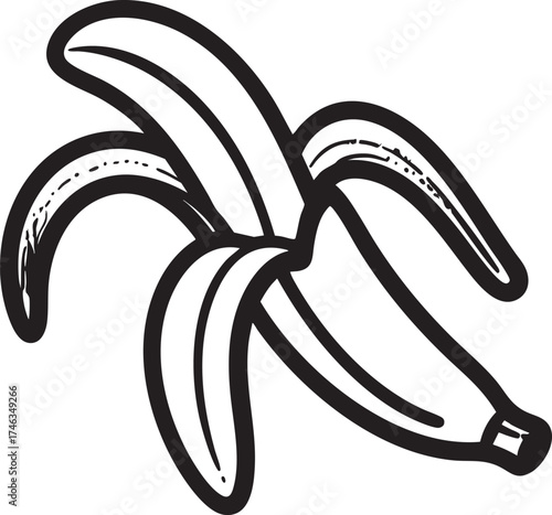 Banana Skin Silhouette | Black Vector Illustration Artwork