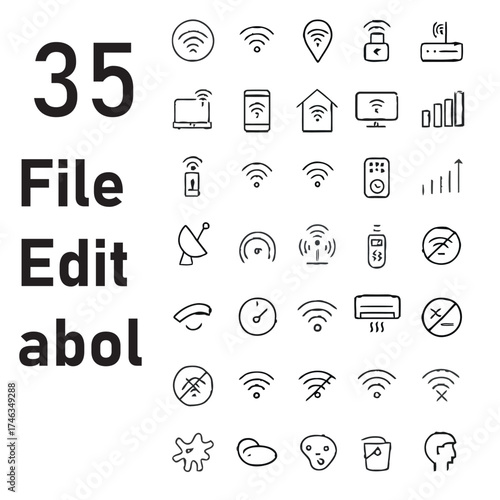 Contact icon set. Containing chat, support, message, phone, e-mail, address, customer service, call, website, info, communication and more. Editable line icons. Vector illustration.