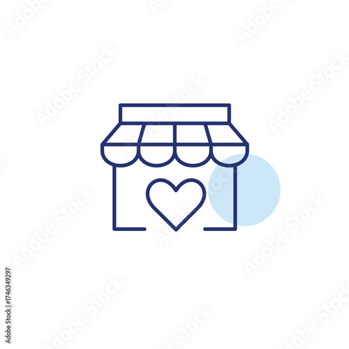 Store and heart. Shop with love. Customer loyalty and support. Pixel perfect, editable stroke vector icon