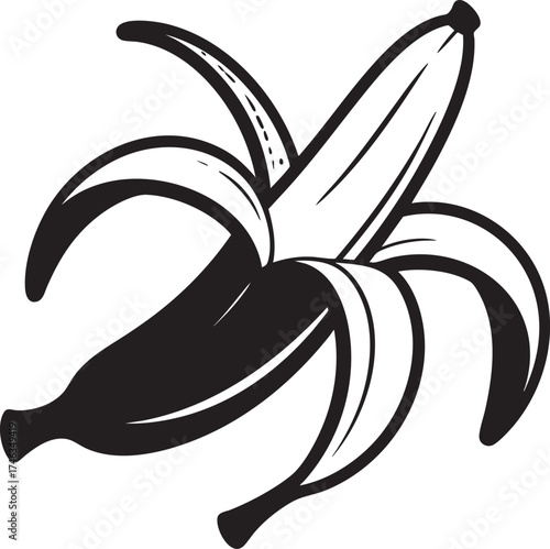 Banana Skin Silhouette | Black Vector Illustration Artwork