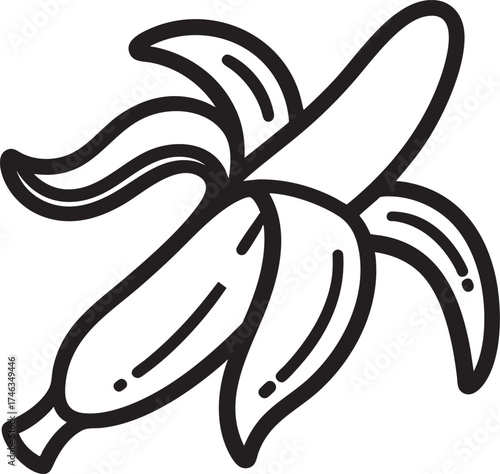 Banana Skin Silhouette | Black Vector Illustration Artwork